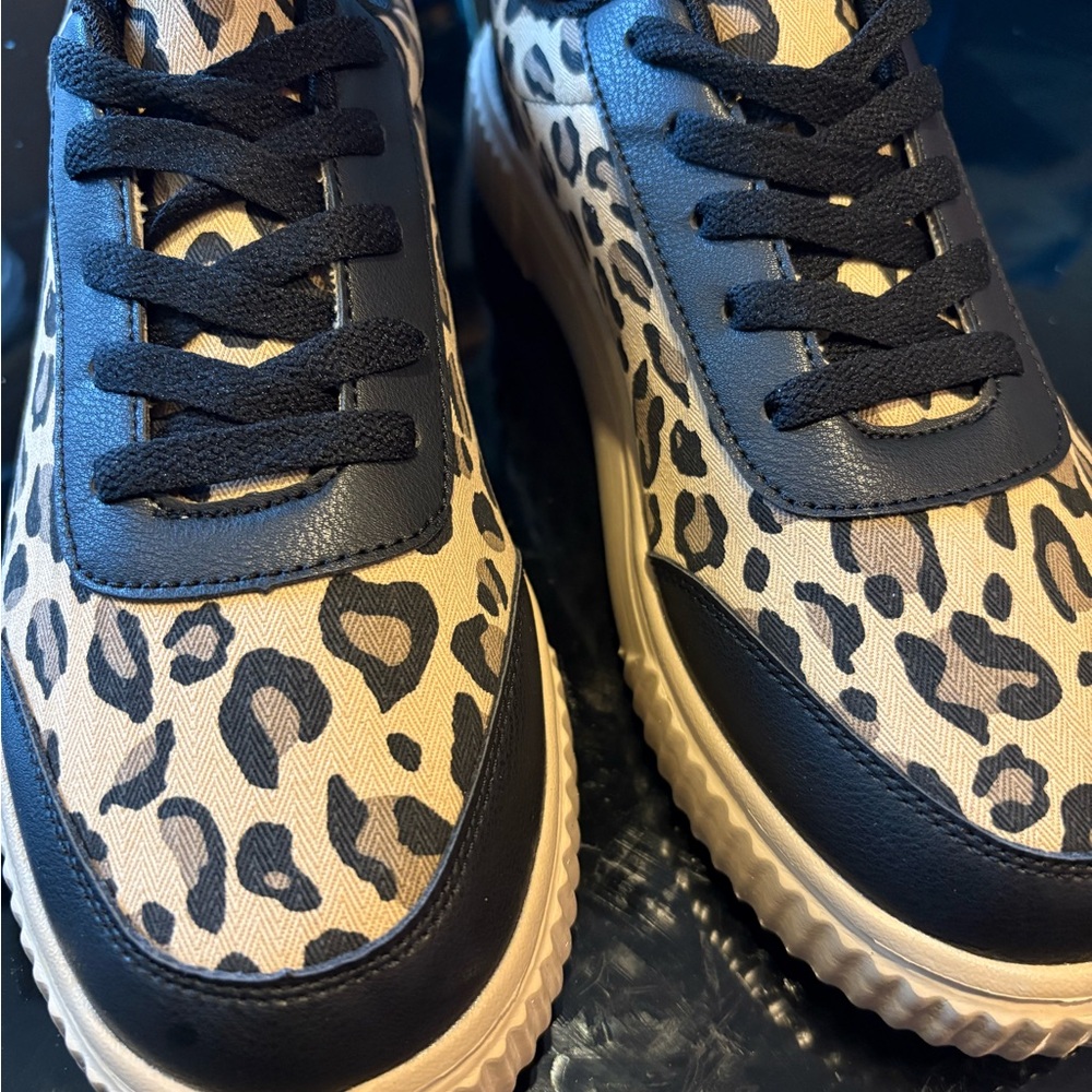Leopard Print Sneakers with Black Accents